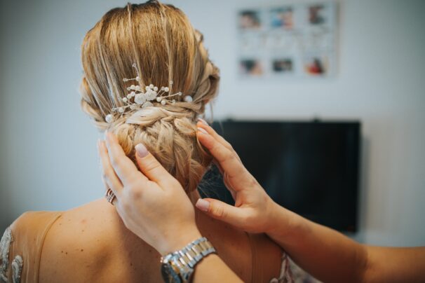 Back shot of a bride's hairstyle