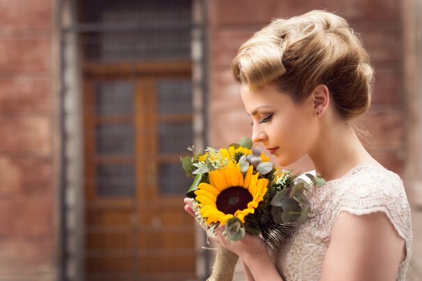 Wedding flowers and a bride