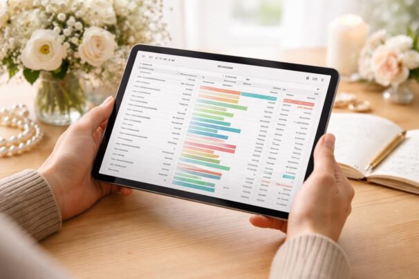 Budget du mariage : suivi précis sur tablette Samsung Galaxy