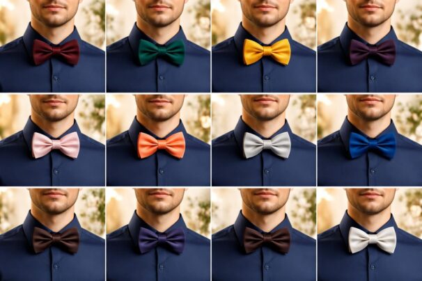 10 idées de couleur de nœud papillon avec une chemise bleu marine pour un mariage mémorable