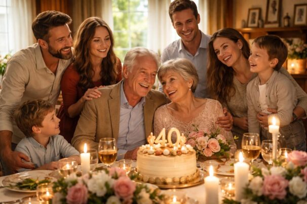 organisez une célébration intime et mémorable pour les 40 ans de mariage de vos parents, avec des idées touchantes et des moments inoubliables à partager en famille.