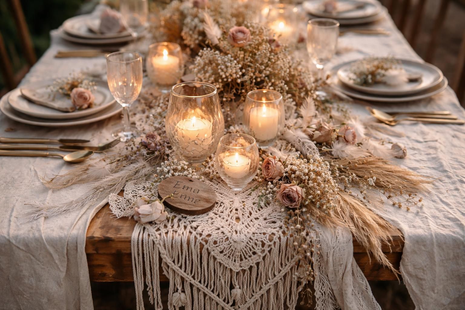 découvrez des accessoires uniques et élégants pour sublimer votre table de mariage bohème chic et créer une ambiance chaleureuse et raffinée.