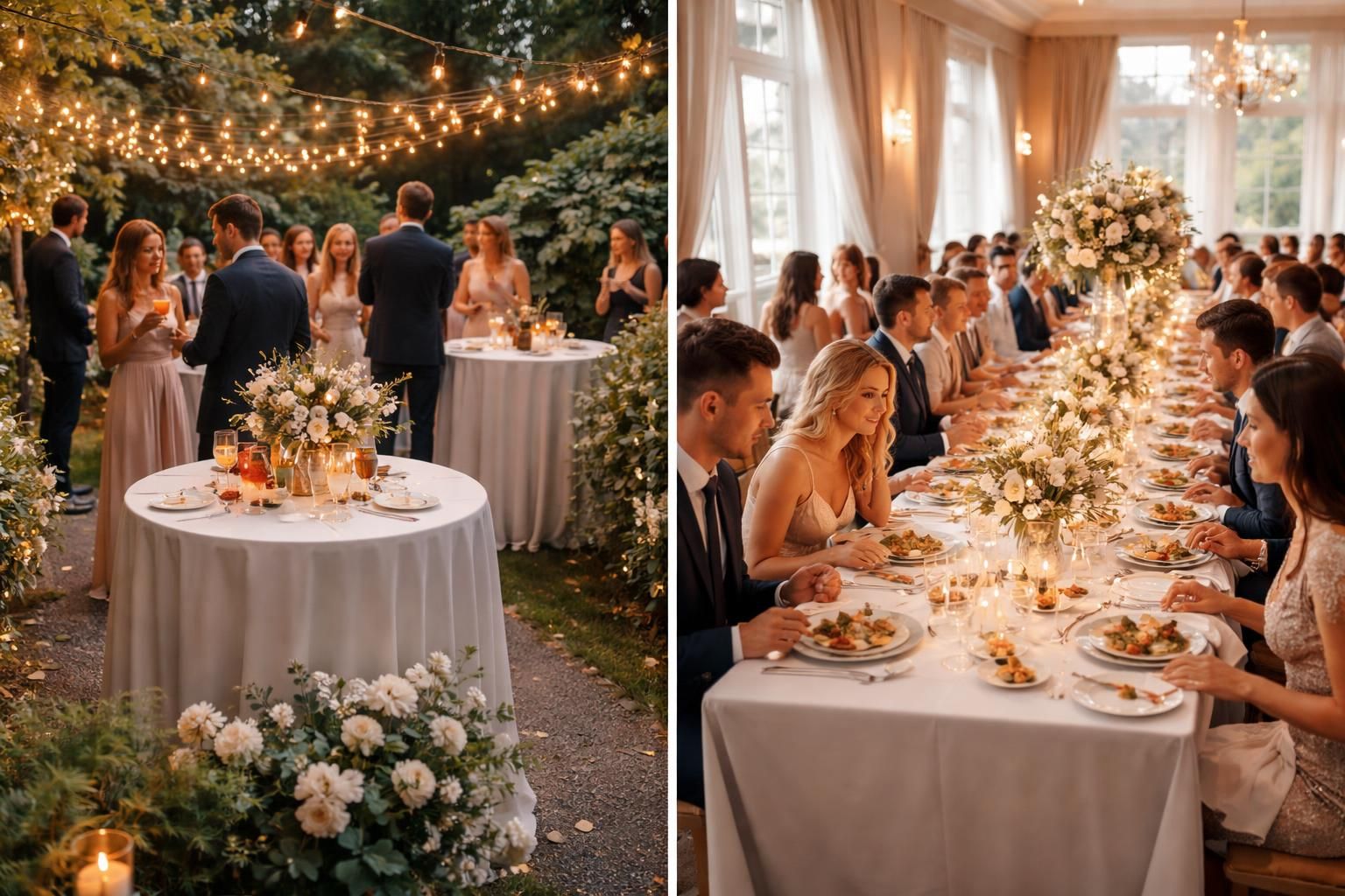 découvrez comment choisir entre un cocktail long ou une entrée assise pour votre repas de mariage afin d'offrir une expérience conviviale et adaptée à vos invités.