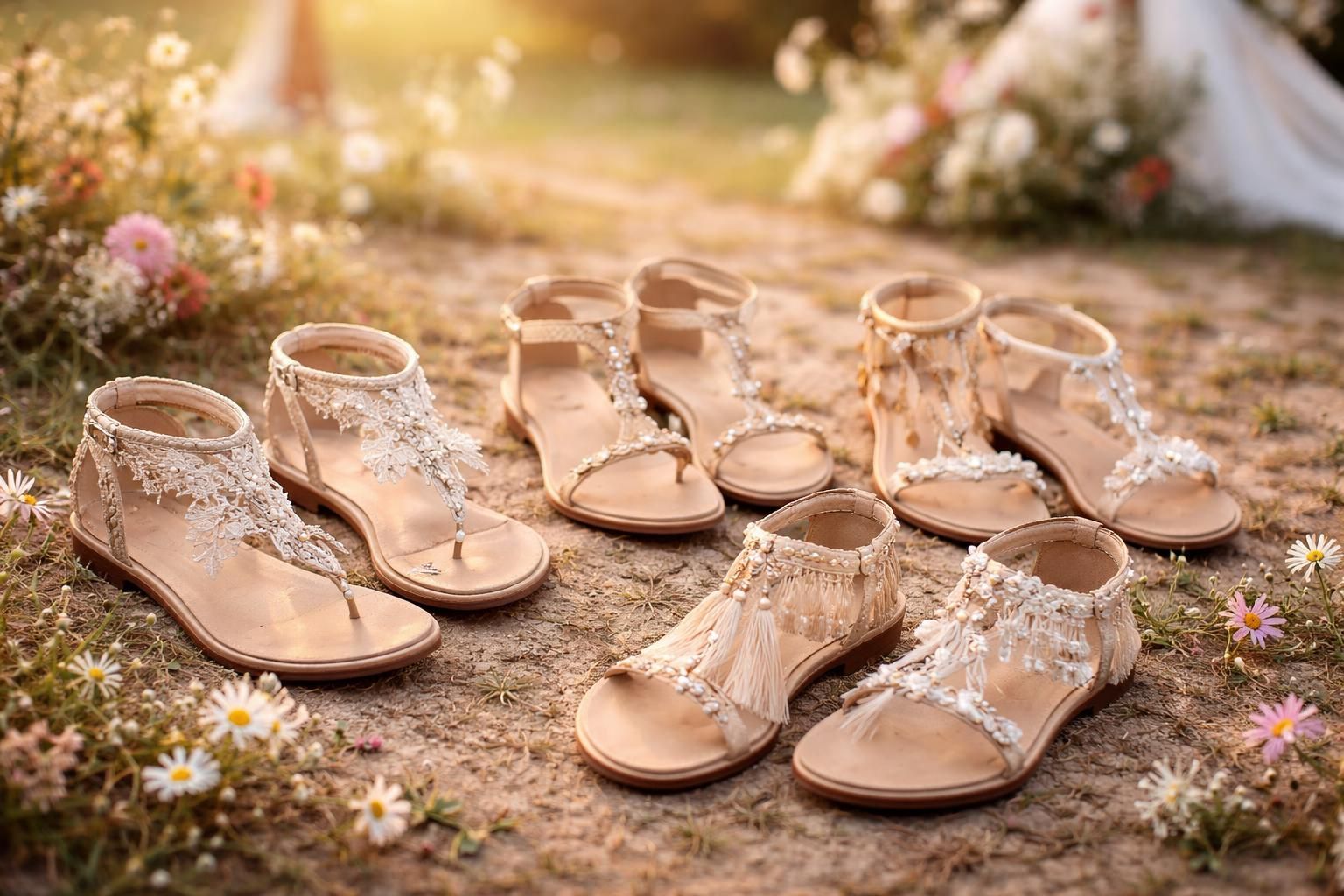 découvrez notre sélection des plus belles sandales bohèmes, parfaites pour un mariage en extérieur alliant élégance et confort.