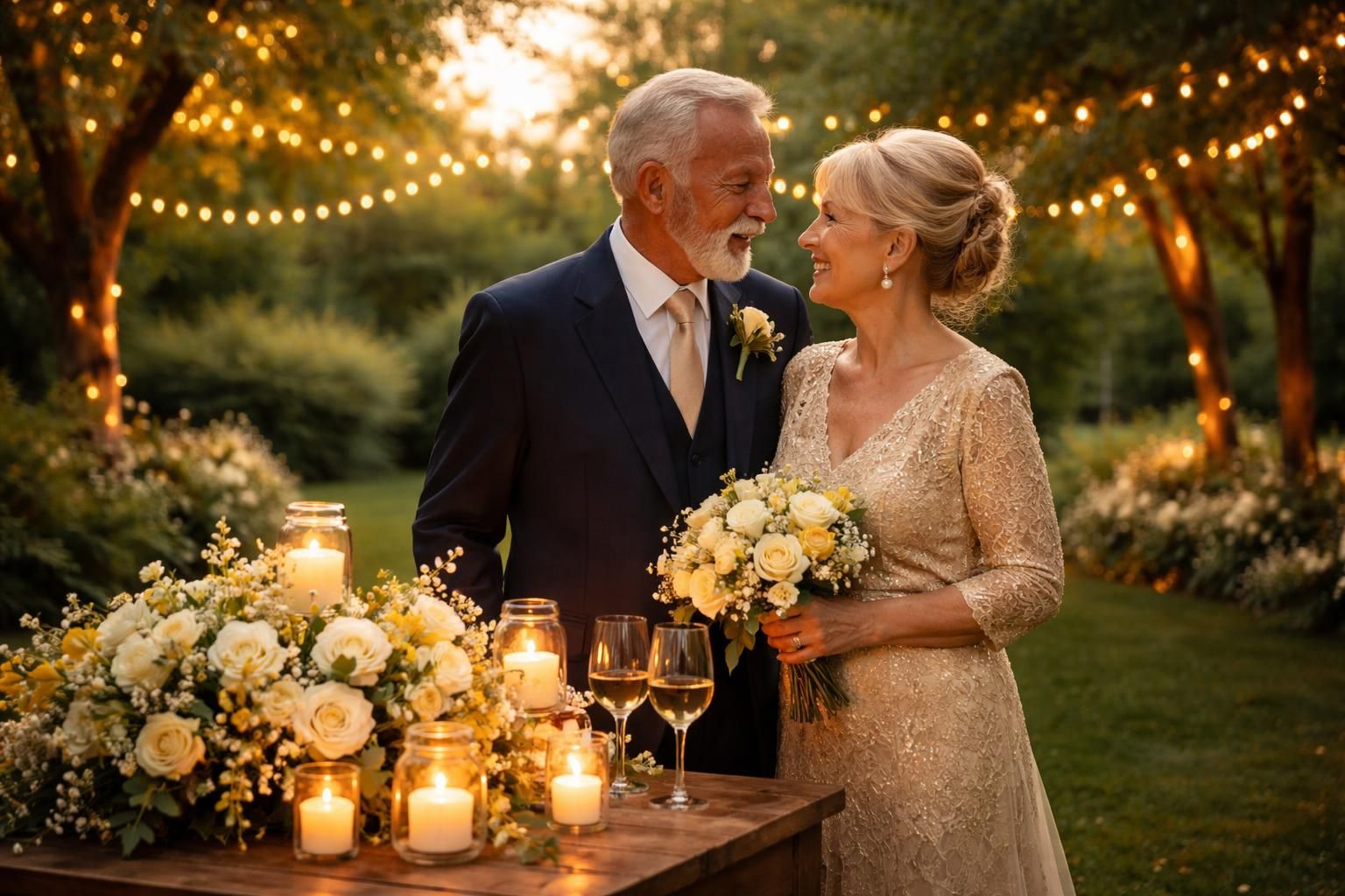 organisez une célébration intime et mémorable pour vos noces d'or, entourés de vos proches dans une ambiance chaleureuse et élégante.