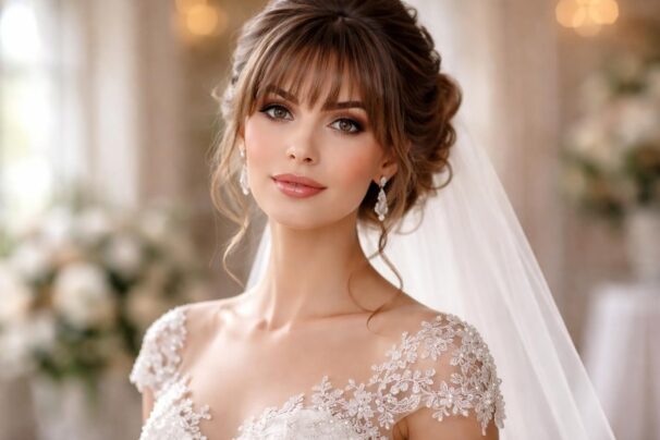 découvrez des idées élégantes et tendances de coiffures pour mariée mettant en valeur une frange sophistiquée, pour un look raffiné et unique le jour j.