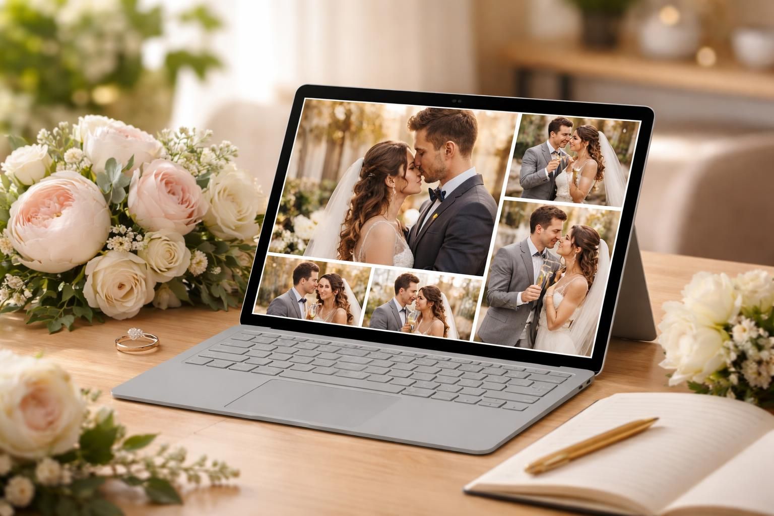 découvrez un diaporama romantique des mariés, réalisé grâce au montage facile sur tablette windows surface, pour revivre les plus beaux moments avant le jour j.