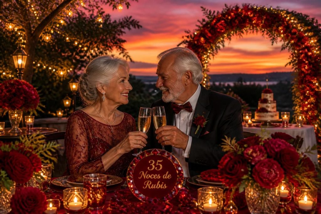 découvrez des idées originales et touchantes pour célébrer vos 35 ans de mariage, les noces de rubis, et rendre cet anniversaire inoubliable.